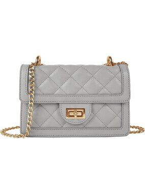 Women's Grey Small Quilted Crossbody Bag Designer Mini Shoulder Purse